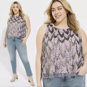 TORRID Sequin Shell Shimmer Crop Top 1X